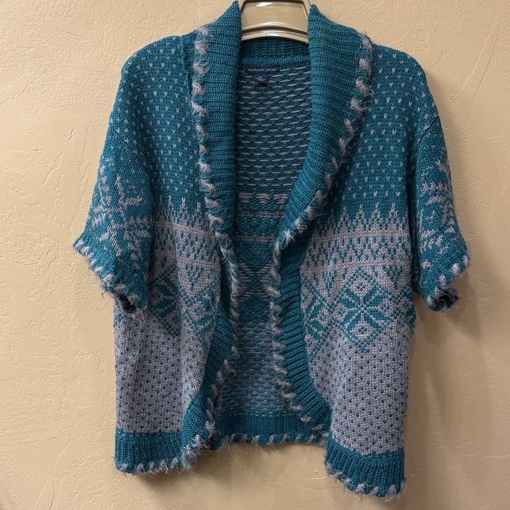 Westbound Teal and Gray Cardigan Sweater